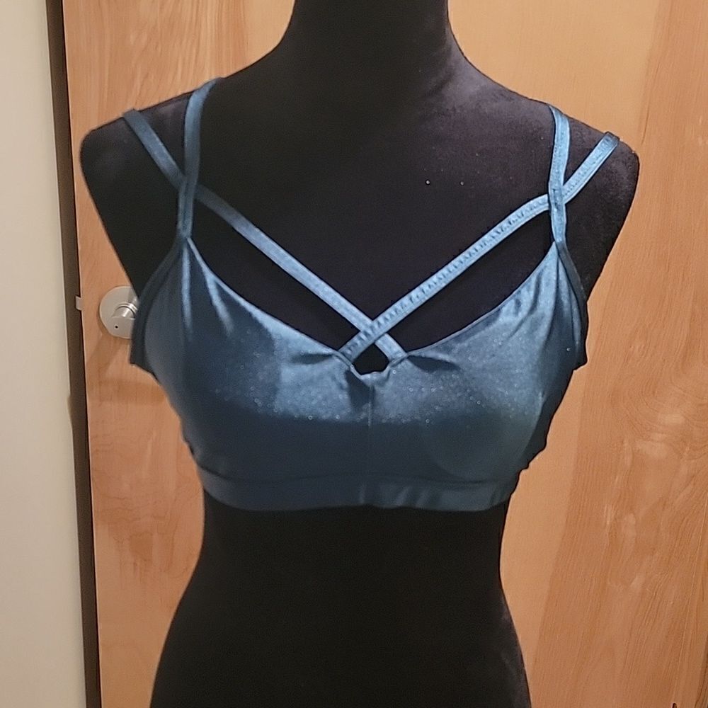 Betsey Johnson green workout top sz L